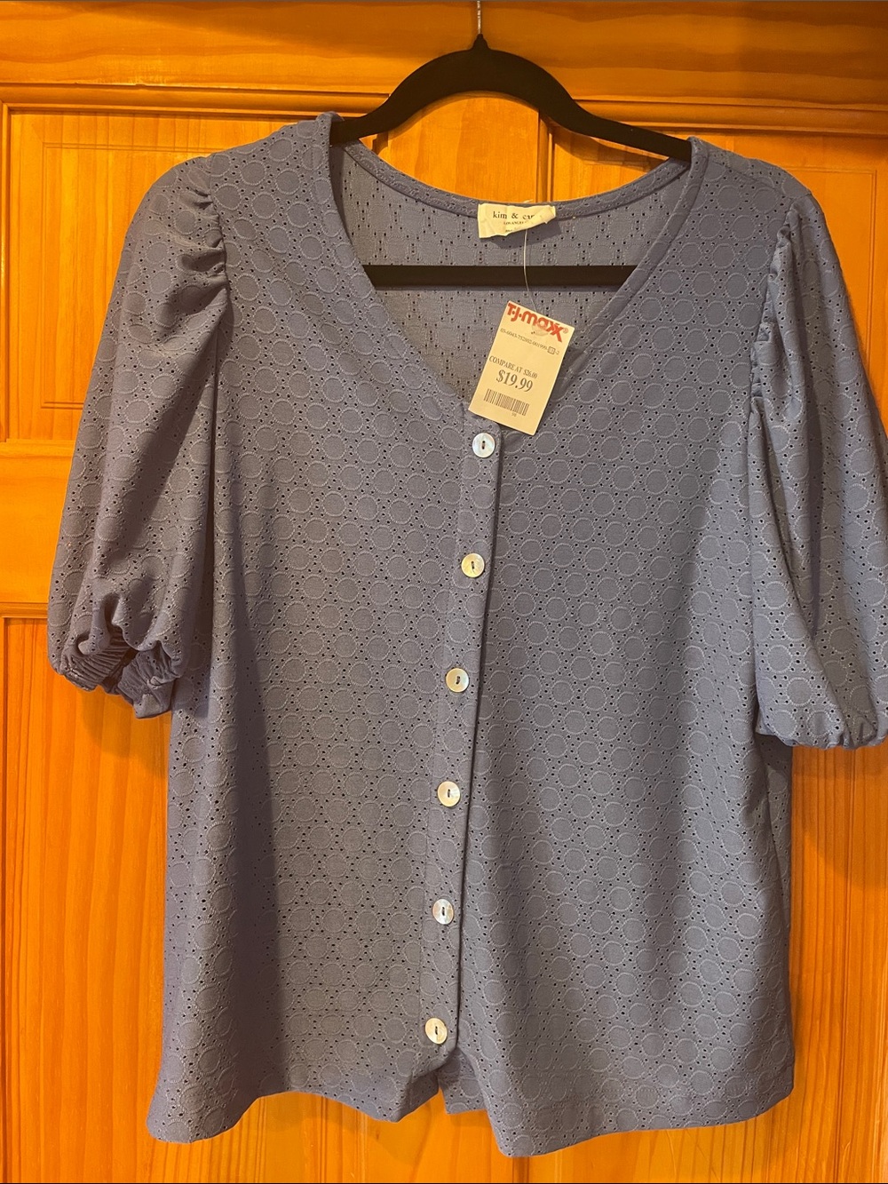 NWT Kim and Cami Women’s Blue V Neck Blouse